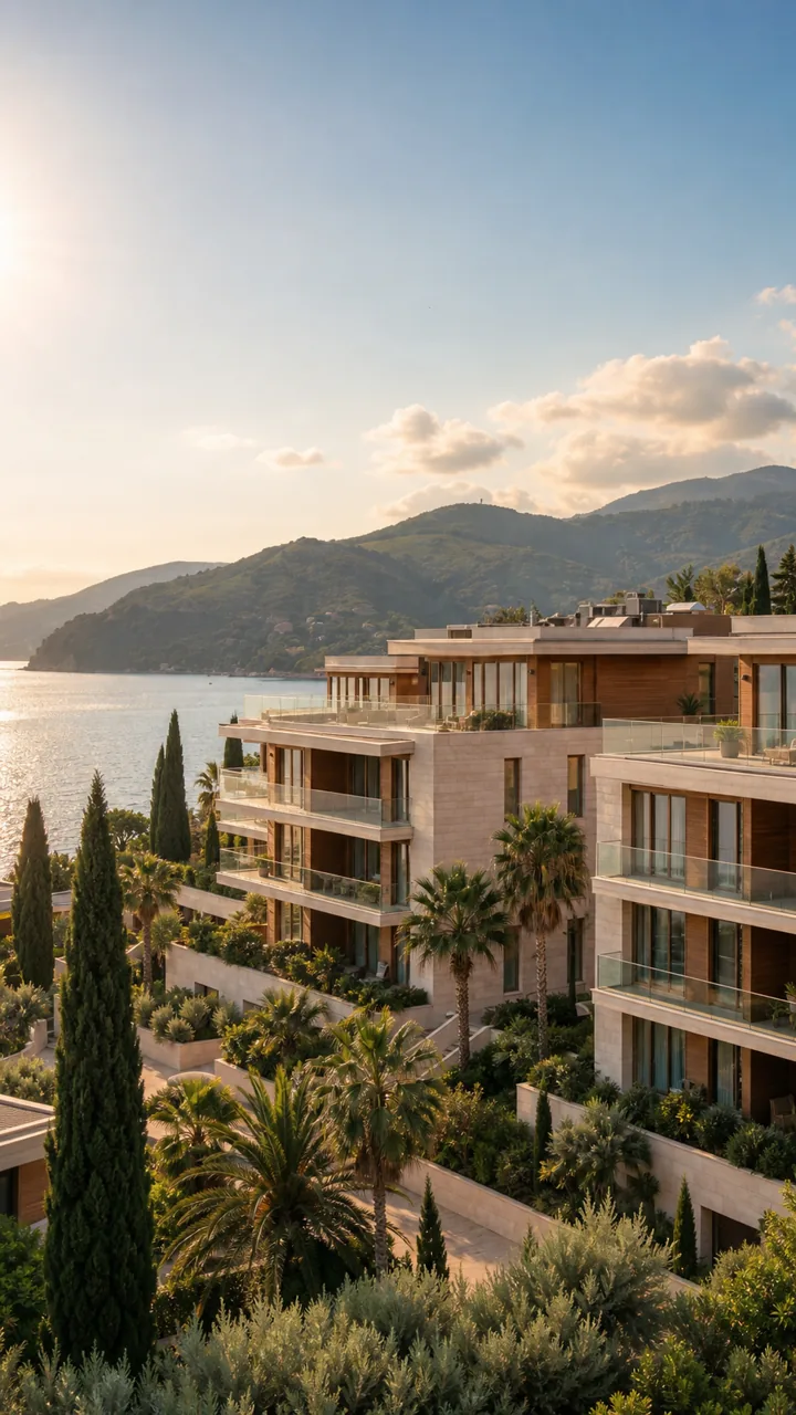 Coastal residential complex in daylight