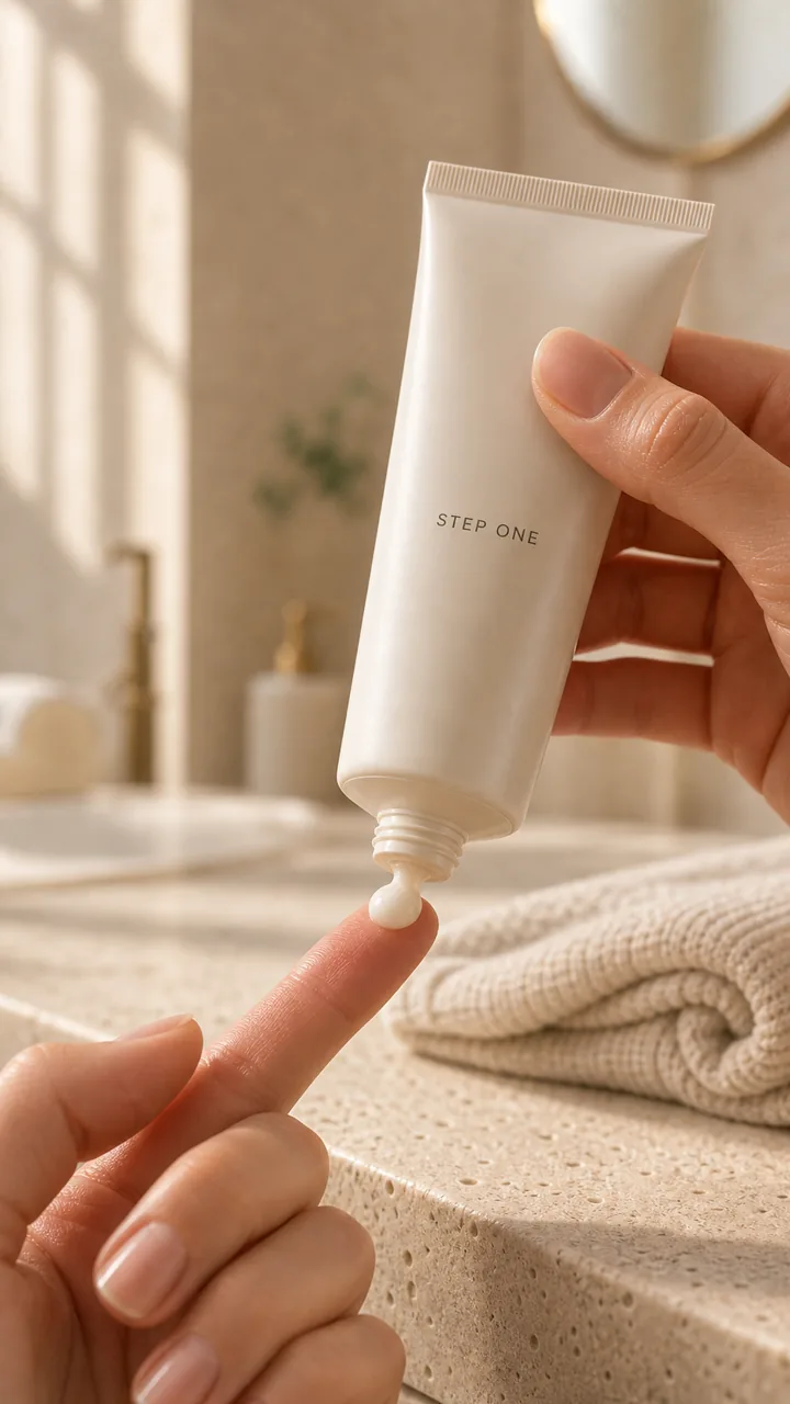 Cream dispensed from the tube in close-up